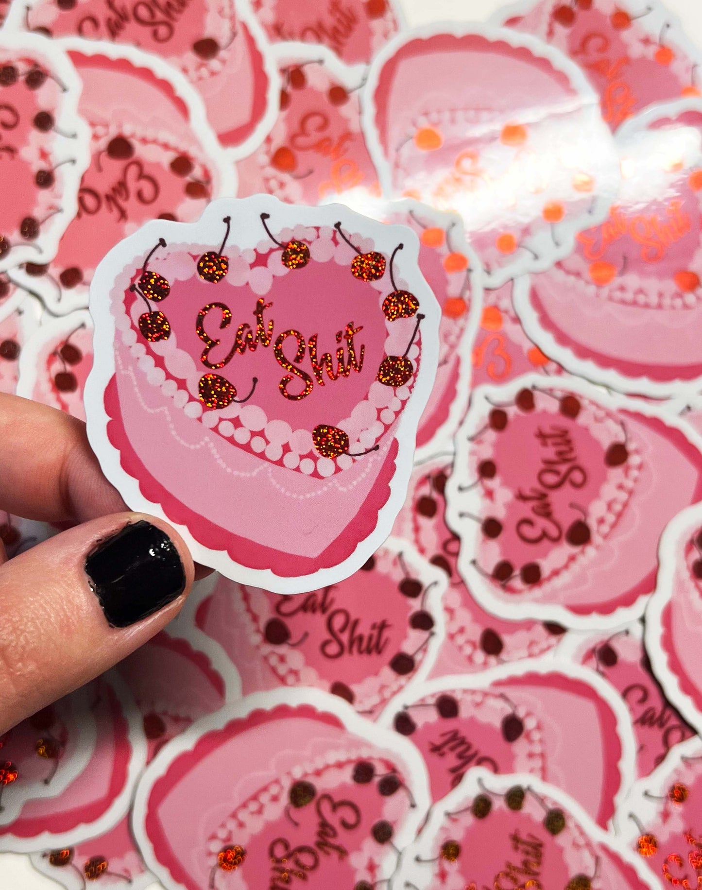 "Eat Shit" Sparkle Cake Sticker