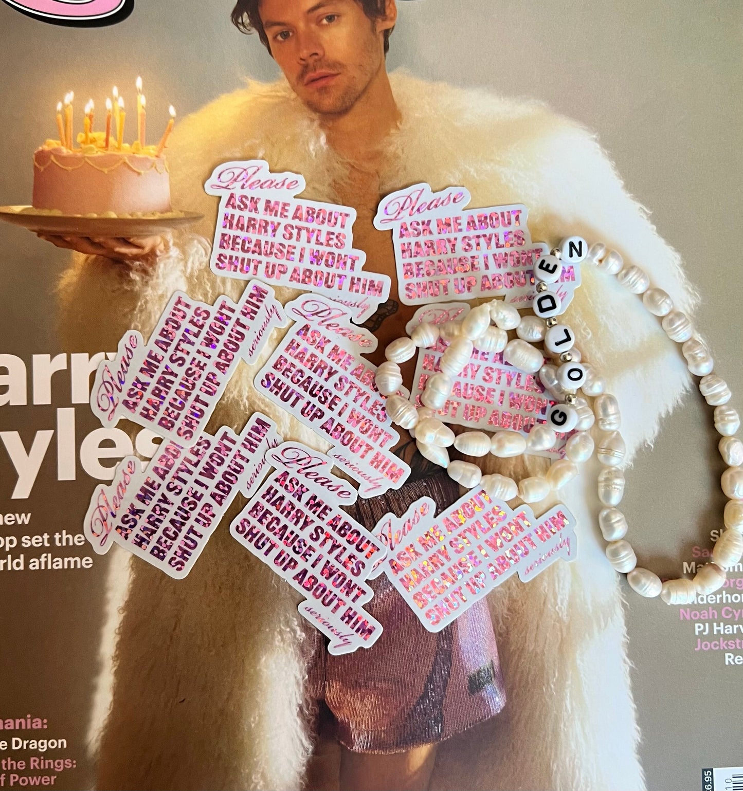 Please ask me about HS because I won't shut up about him - Pink Glitter Mini Sticker