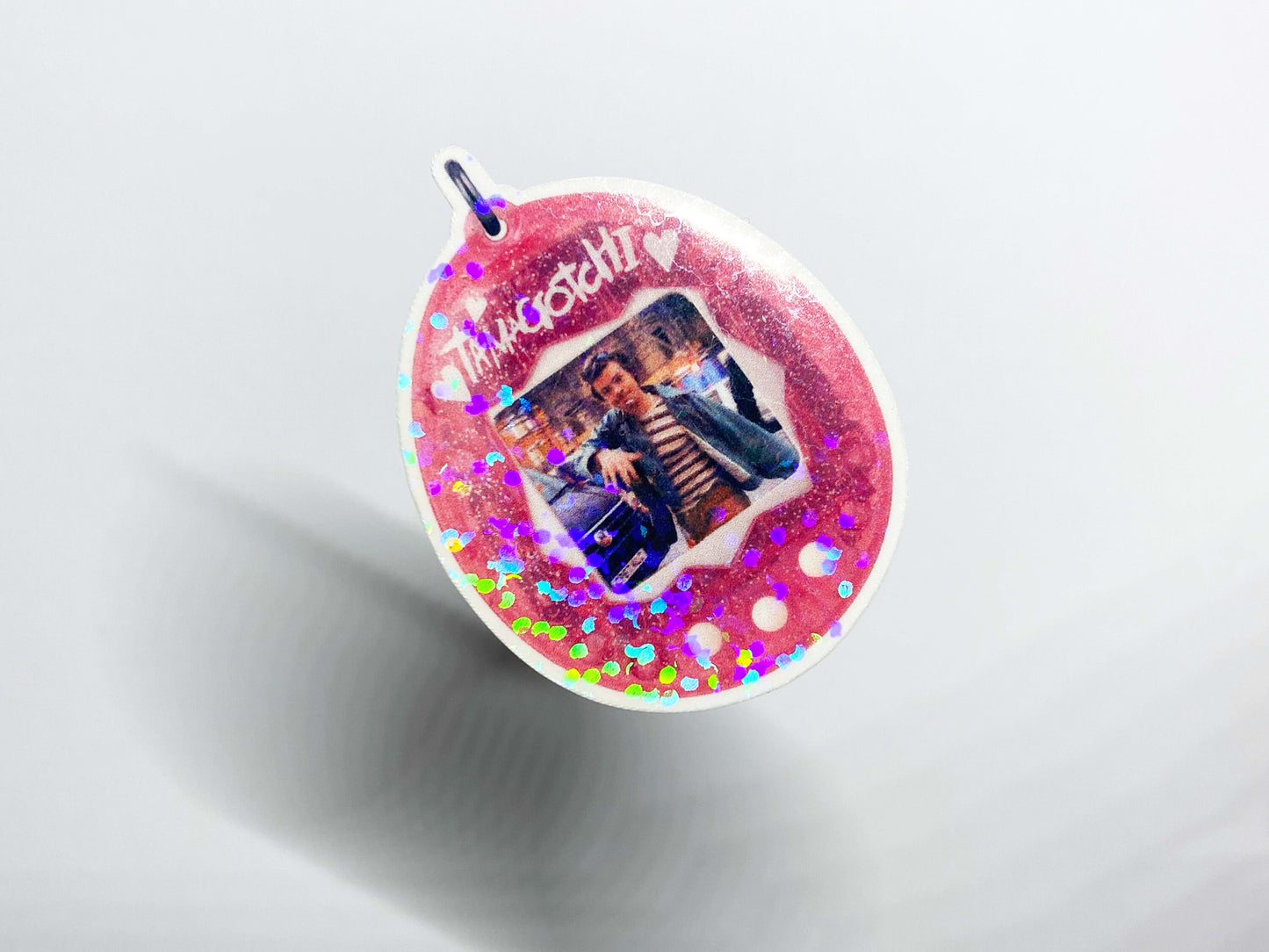 Harry Styles Tamagotchi, Pink, Y2K 90s Sparkly Sticker :1.5 inches