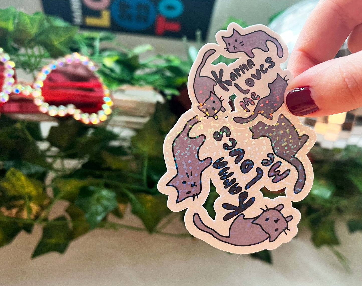 Taylor Swift Karma Cat Sparkly Sticker