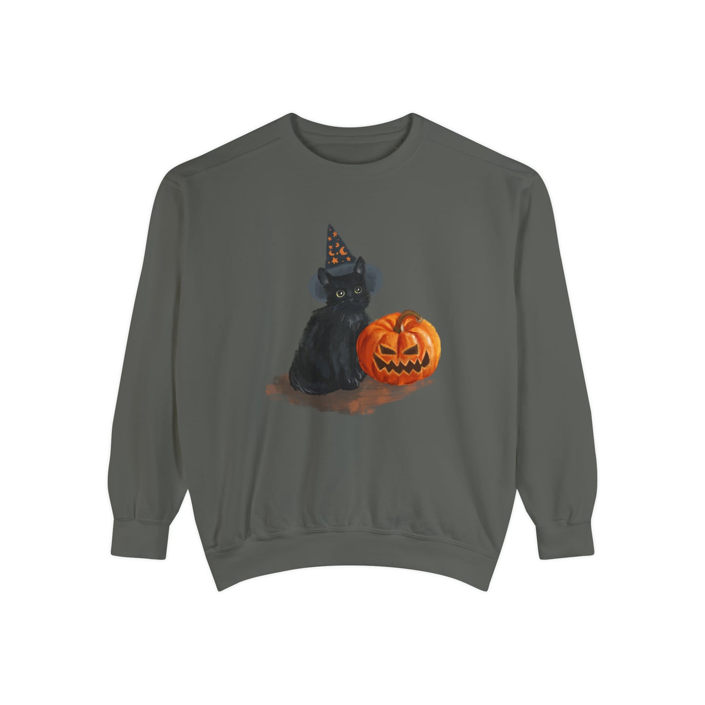 Halloween Witchy Cat Comfort Colors Sweatshirt