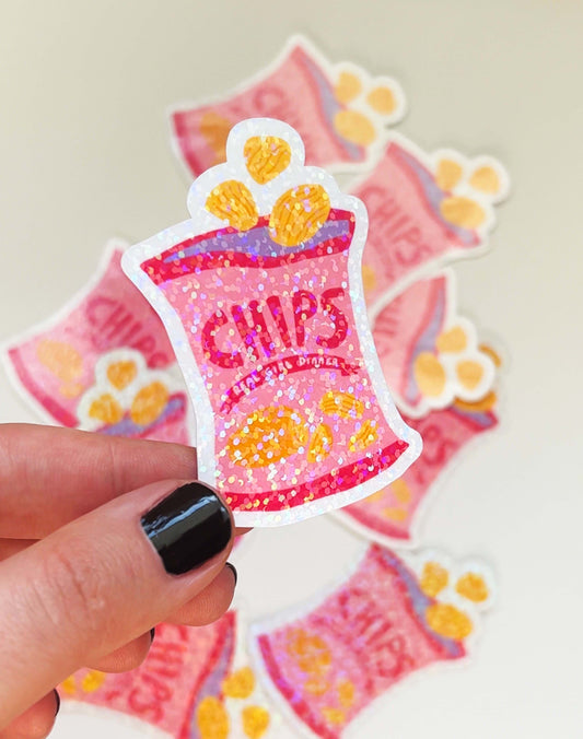 Girl Dinner Chips - Glitter Sticker