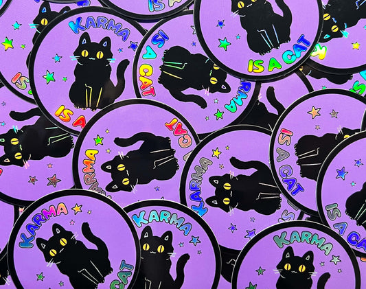 Karma is a Cat - Taylor Swift - Holographic Sticker