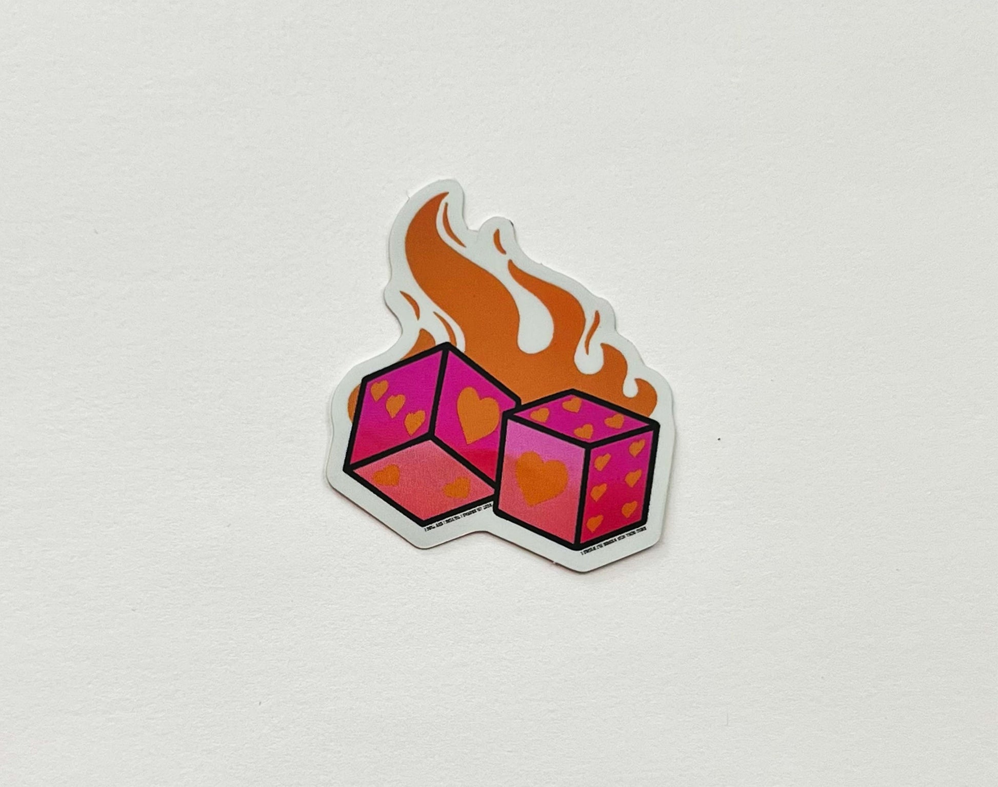 One Direction Fireproof Dice Holographic Mini Sticker Pink and Orange