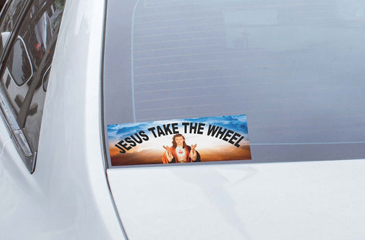 HS Jesus Funny Car Bumper Sticker/Decal - Water Resistant and Removable