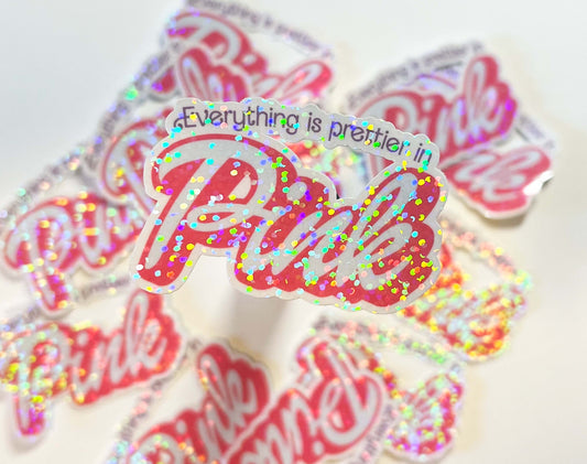 Everything Is Prettier in Pink - Barbie Pink Glitter Stickers